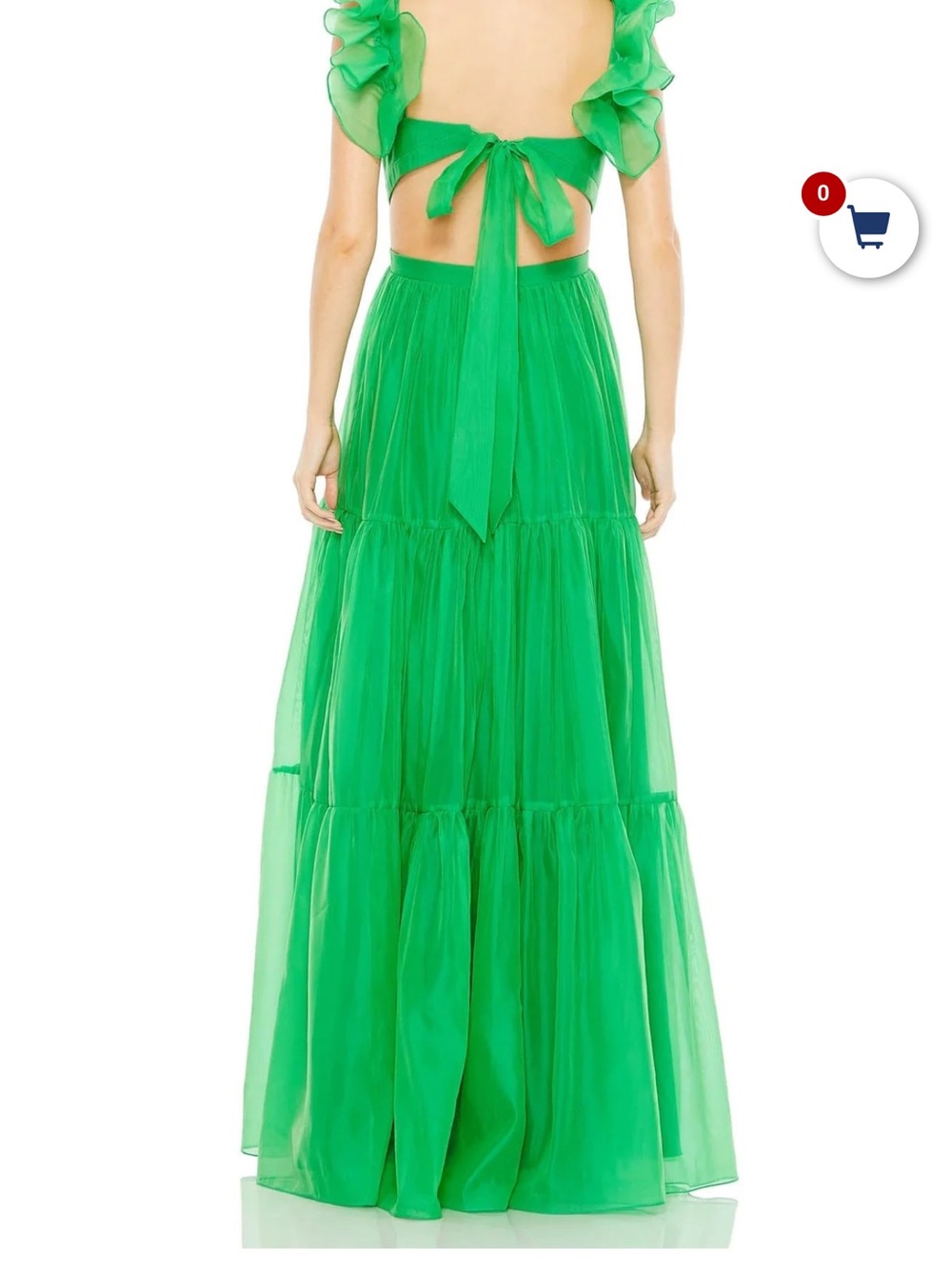 Mac Duggal NWT 4 Green Ruffles open back organza prom formal dress - Picture 2 of 8